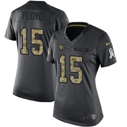 Nike Cardinals #15 Michael Floyd Black Womens Stitched NFL Limited 2016 Salute to Service Jersey