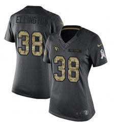 Nike Cardinals #38 Andre Ellington Black Womens Stitched NFL Limited 2016 Salute to Service Jersey