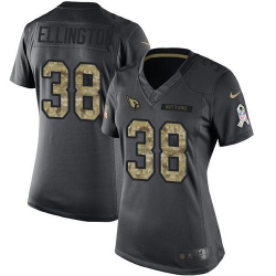 Nike Cardinals #38 Andre Ellington Black Womens Stitched NFL Limited 2016 Salute to Service Jersey