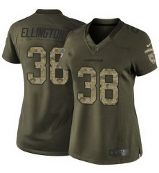 Nike Cardinals #38 Andre Ellington Green Womens Stitched NFL Limited Salute to Service Jersey