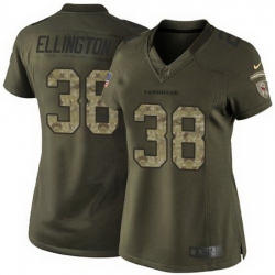 Nike Cardinals #38 Andre Ellington Green Womens Stitched NFL Limited Salute to Service Jersey
