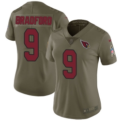 Nike Cardinals #9 Sam Bradford Olive Womens Stitched NFL Limited 2017 Salute to Service Jersey