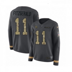 Womens Nike Arizona Cardinals 11 Larry Fitzgerald Limited Black Salute to Service Therma Long Sleeve NFL Jersey