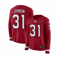 Womens Nike Arizona Cardinals 31 David Johnson Limited Red Therma Long Sleeve NFL Jersey