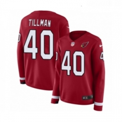 Womens Nike Arizona Cardinals 40 Pat Tillman Limited Red Therma Long Sleeve NFL Jersey