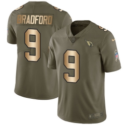 Nike Cardinals #9 Sam Bradford Olive Gold Youth Stitched NFL Limited 2017 Salute to Service Jersey