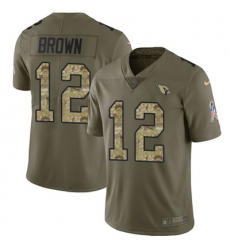 Youth Nike Cardinals #12 John Brown Olive Camo Stitched NFL Limited 2017 Salute to Service Jersey