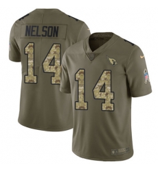 Youth Nike Cardinals #14 J J Nelson Olive Camo Stitched NFL Limited 2017 Salute to Service Jersey