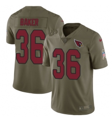 Youth Nike Cardinals #36 Budda Baker Olive Stitched NFL Limited 2017 Salute to Service Jersey