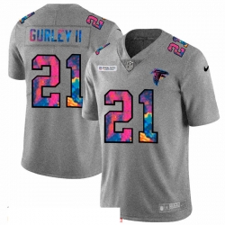 Men Atlanta Falcons 21 Todd Gurley II Men Nike Multi Color 2020 NFL Crucial Catch NFL Jersey Greyheather