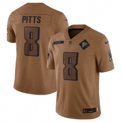 Men Atlanta Falcons 8 Kyle Pitts 2023 Brown Salute To Setvice Limited Stitched Football Jersey
