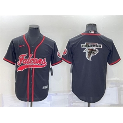 Men Atlanta Falcons Black Team Big Logo With Patch Cool Base Stitched Baseball Jersey
