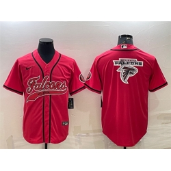 Men Atlanta Falcons Red Team Big Logo With Patch Cool Base Stitched Baseball Jersey