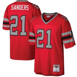 Men Falcons 21 Delon Sanders Throwback Red NFL Stitched Jersey