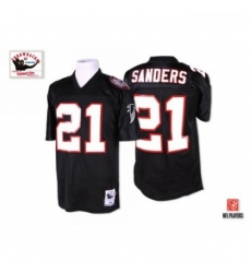 Men Mitchell and Ness Atlanta Falcons 21 Deion Sanders Authentic Black Throwback NFL Jersey