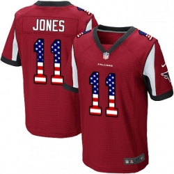 Men Nike Atlanta Falcons 11 Julio Jones Elite Red Home USA Flag Fashion NFL Jersey