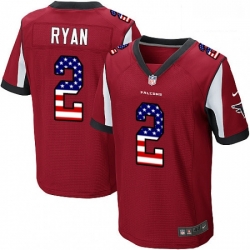 Men Nike Atlanta Falcons 2 Matt Ryan Elite Red Home USA Flag Fashion NFL Jersey