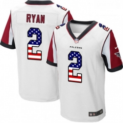 Men Nike Atlanta Falcons 2 Matt Ryan Elite White Road USA Flag Fashion NFL Jersey