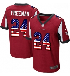 Men Nike Atlanta Falcons 24 Devonta Freeman Elite Red Home USA Flag Fashion NFL Jersey