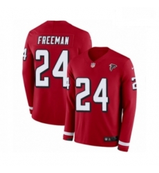 Men Nike Atlanta Falcons 24 Devonta Freeman Limited Red Therma Long Sleeve NFL Jersey