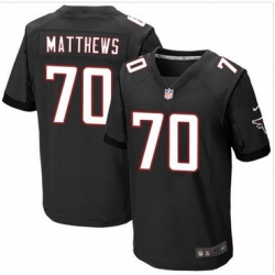 Nike Atlanta Falcons #70 Jake Matthews Black Alternate Mens Stitched NFL Elite Jersey