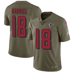 Nike Falcons #18 Taylor Gabriel Olive Mens Stitched NFL Limited 2017 Salute To Service Jersey