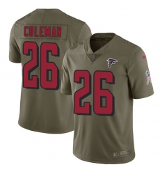 Nike Falcons #26 Tevin Coleman Olive Mens Stitched NFL Limited 2017 Salute To Service Jersey