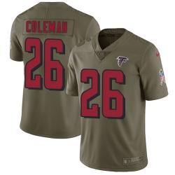 Nike Falcons #26 Tevin Coleman Olive Mens Stitched NFL Limited 2017 Salute To Service Jersey