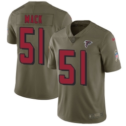 Nike Falcons #51 Alex Mack Olive Mens Stitched NFL Limited 2017 Salute To Service Jersey