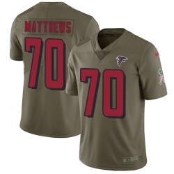 Nike Falcons #70 Jake Matthews Olive Mens Stitched NFL Limited 2017 Salute To Service Jersey