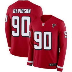 Nike Falcons 90 Marlon Davidson Red Team Color Men Stitched NFL Limited Therma Long Sleeve Jersey