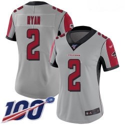 Falcons #2 Matt Ryan Silver Women Stitched Football Limited Inverted Legend 100th Season Jersey