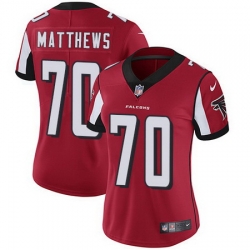 Falcons 70 Jake Matthews Red Team Color Womens Stitched Football Vapor Untouchable Limited Jersey