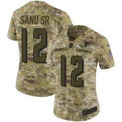 Nike Falcons #12 Mohamed Sanu Sr Camo Women Stitched NFL Limited 2018 Salute to Service Jersey