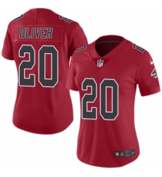 Nike Falcons #20 Isaiah Oliver Red Womens Stitched NFL Limited Rush Jersey