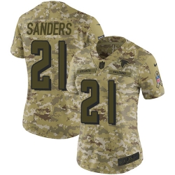 Nike Falcons #21 Deion Sanders Camo Women Stitched NFL Limited 2018 Salute to Service Jersey
