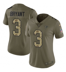 Nike Falcons #3 Matt Bryant Olive Camo Womens Stitched NFL Limited 2017 Salute to Service Jersey