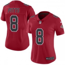 Women Nike Atlanta Falcons 8 Kyle Pitts Red Women Stitched NFL Limited Rush Jersey