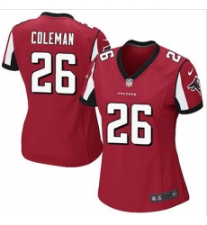 Women Nike Falcons #26 Tevin Coleman Red Team Color Stitched NFL Elite Jersey