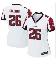 Women Nike Falcons #26 Tevin Coleman White Stitched NFL Elite Jersey