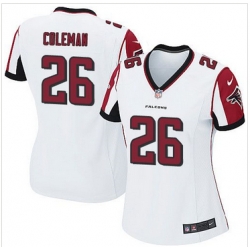 Women Nike Falcons #26 Tevin Coleman White Stitched NFL Elite Jersey