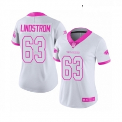 Womens Atlanta Falcons 63 Chris Lindstrom Limited White Pink Rush Fashion Football Jersey