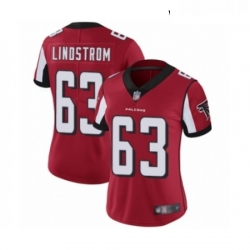 Womens Atlanta Falcons 63 Chris Lindstrom Red Team Color Vapor Untouchable Limited Player Football Jersey