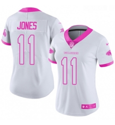 Womens Nike Atlanta Falcons 11 Julio Jones Limited WhitePink Rush Fashion NFL Jersey