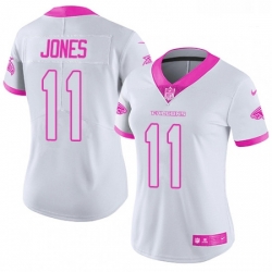 Womens Nike Atlanta Falcons 11 Julio Jones Limited WhitePink Rush Fashion NFL Jersey