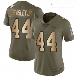 Womens Nike Atlanta Falcons 44 Vic Beasley Limited OliveGold 2017 Salute to Service NFL Jersey