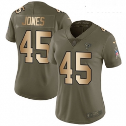 Womens Nike Atlanta Falcons 45 Deion Jones Limited OliveGold 2017 Salute to Service NFL Jersey