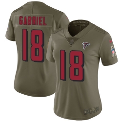 Womens Nike Falcons #18 Taylor Gabriel Olive  Stitched NFL Limited 2017 Salute to Service Jersey