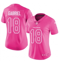 Womens Nike Falcons #18 Taylor Gabriel Pink  Stitched NFL Limited Rush Fashion Jersey