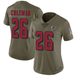 Womens Nike Falcons #26 Tevin Coleman Olive  Stitched NFL Limited 2017 Salute to Service Jersey